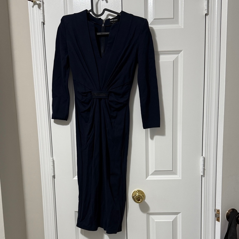 Giorgio Armani Midnight Blue Long Sleeve Dress